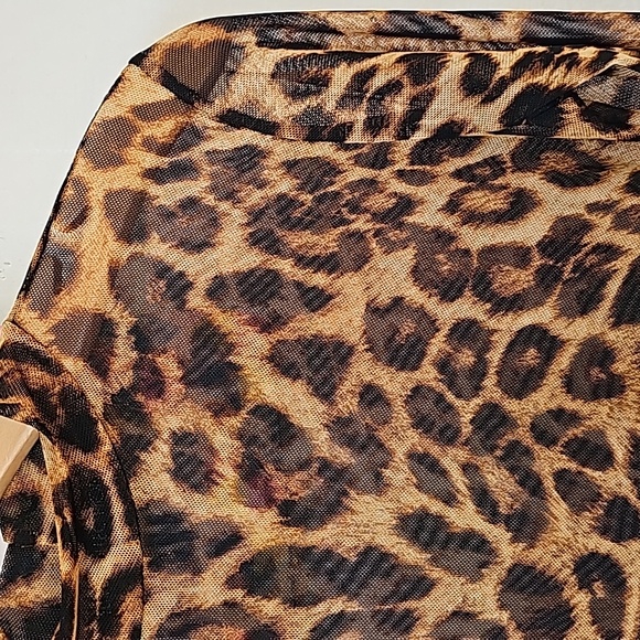 Elite Collection Women's See-Through Top Longsleeve Shirt Brown Size Large - Picture 3 of 6